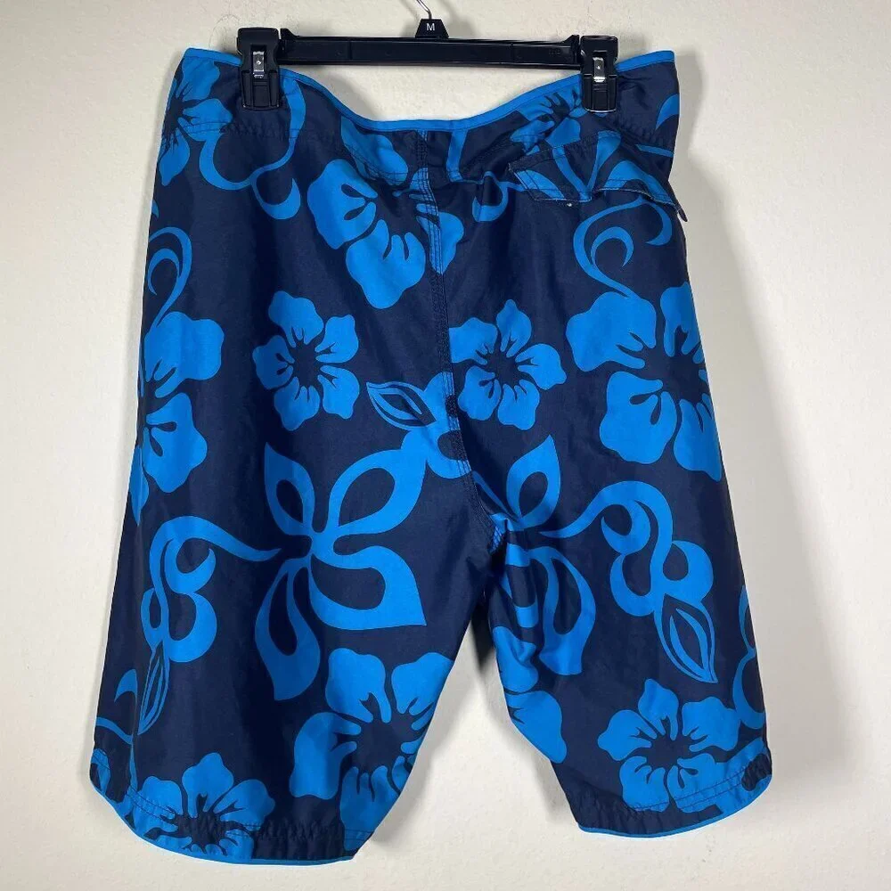 Speedo Men's Black Blue Tropical Floral Board Shorts Surf Summer 36!